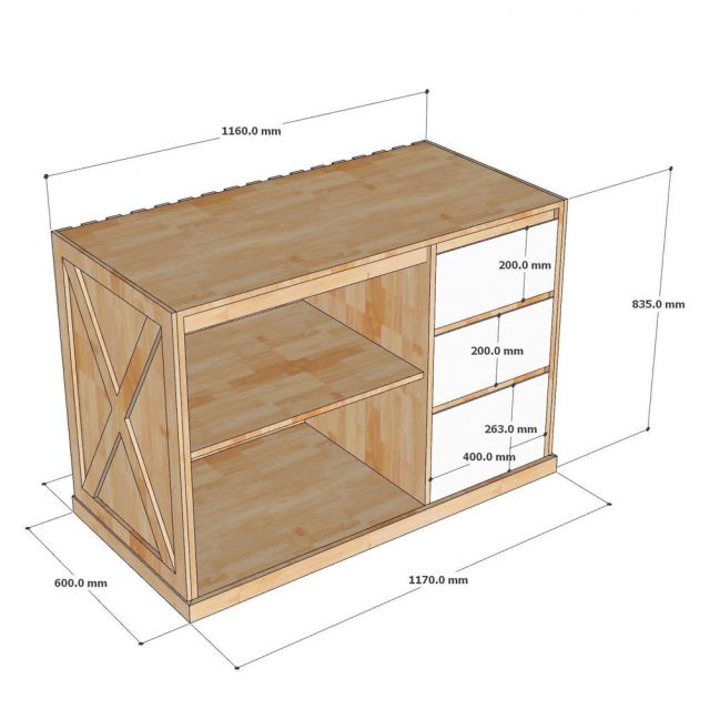 Bàn đảo bếp 120x61x85cm mặt đá gỗ cao su KISL014