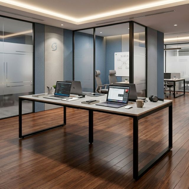 Bàn cụm 4 chô ngồi 240x120cm gỗ plywood HBRT109