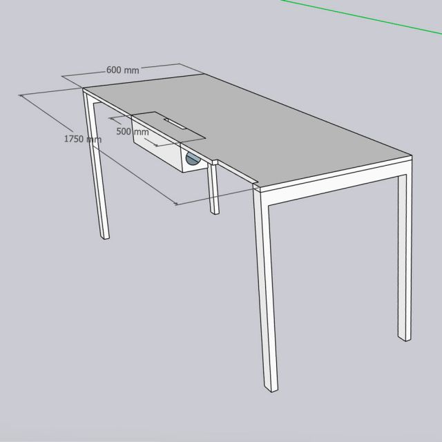 Bàn làm việc có hộp điện 175x60cm gỗ cao su ZD046