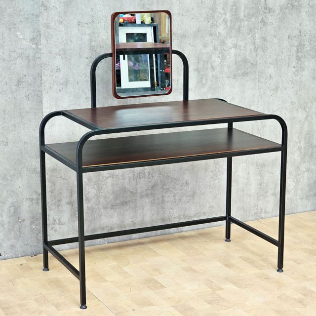 Bàn trang điểm mini kèm gương gỗ tự nhiên khung sắt BTD68060