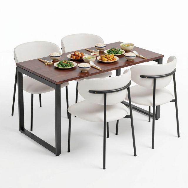 Combo bàn ăn chữ nhật 140x70cm và 4 ghế Orleando BBA241