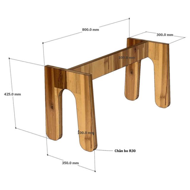 Ghế băng dài 120x35cm gỗ tràm GBD082