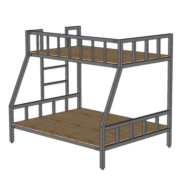 Giường tầng 3 người khung sắt gỗ cao su - GT025