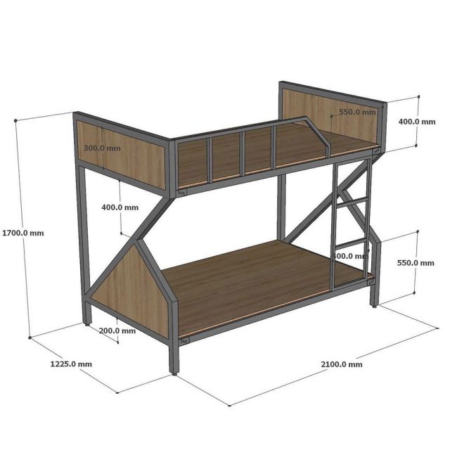 Giường 2 tầng nệm 120cm khung sắt gỗ plywood - GT027