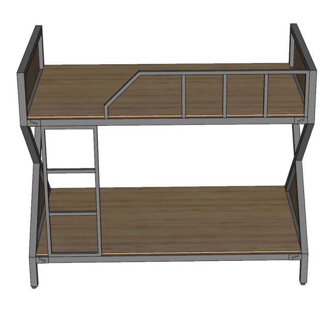 Giường tầng 120cm Xconcept khung sắt kết hợp gỗ plywood - GT026