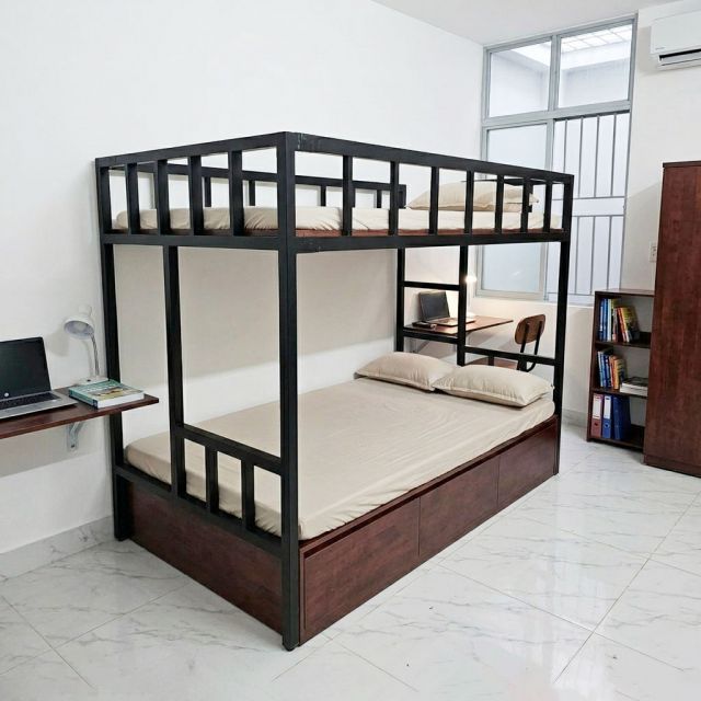 Giường tầng lắp ráp 106x216x160cm gỗ cao su GT022