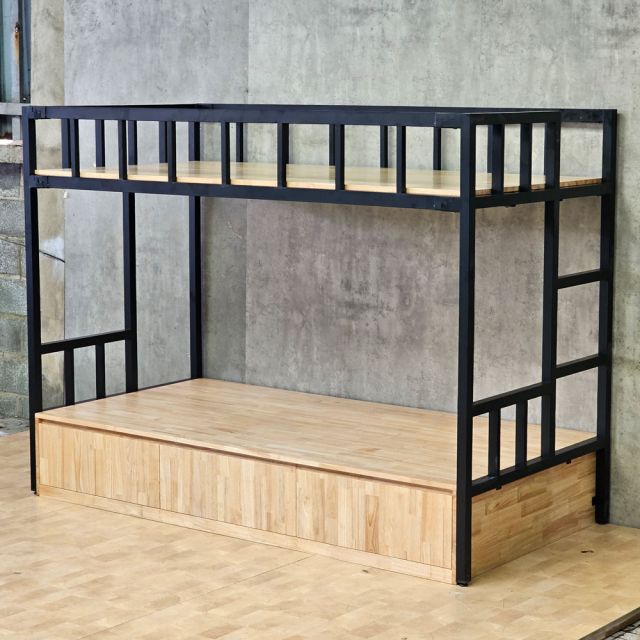 Giường tầng lắp ráp 106x216x160cm gỗ cao su GT022