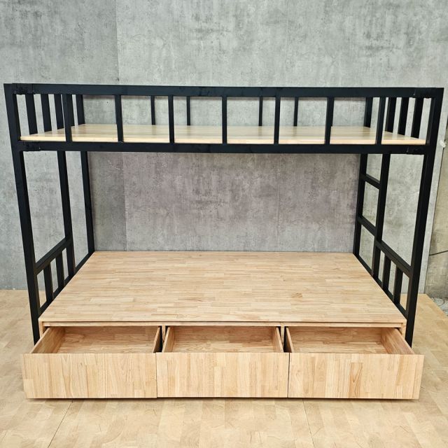 Giường tầng lắp ráp 106x216x160cm gỗ cao su GT022