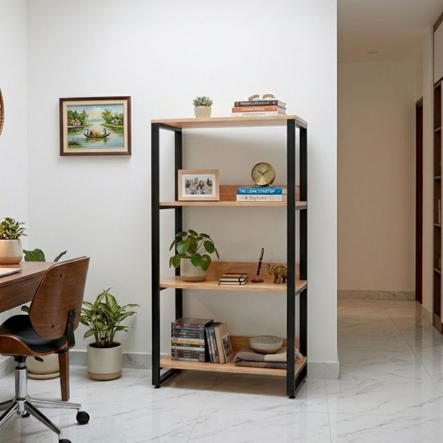 Kệ sách 4 tầng 75x40x130cm gỗ cao su KS68374