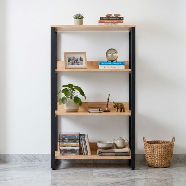 Kệ sách 4 tầng 75x40x130cm gỗ cao su KS68374