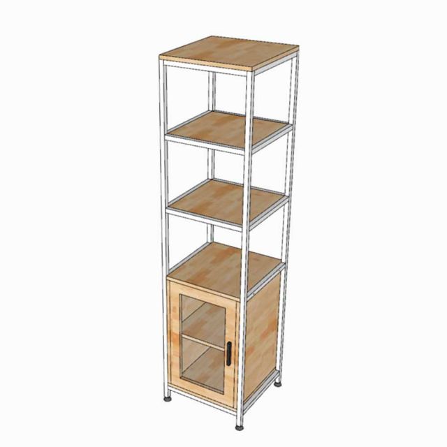 Kệ trang trí 40x40x160cm gỗ cao su khung sắt KTT68090
