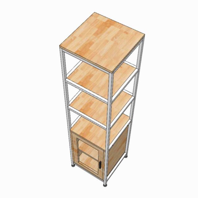 Kệ trang trí 40x40x160cm gỗ cao su khung sắt KTT68090