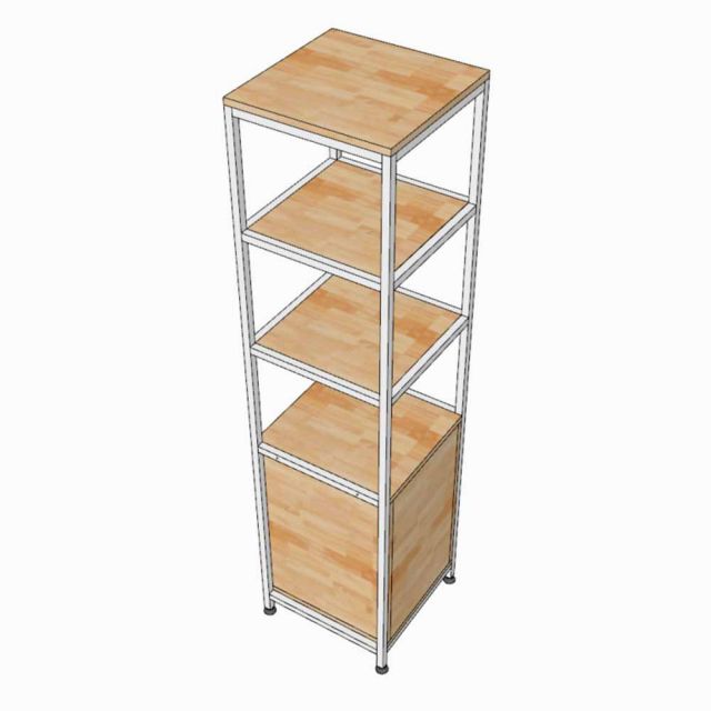 Kệ trang trí 40x40x160cm gỗ cao su khung sắt KTT68090