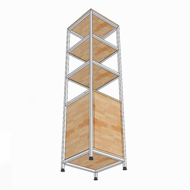 Kệ trang trí 40x40x160cm gỗ cao su khung sắt KTT68090