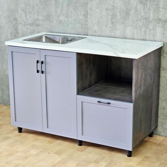 Tủ bếp dưới 1m2 gỗ cao su cửa chạy viền TBD68009