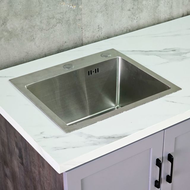 Tủ bếp dưới 1m2 gỗ cao su cửa chạy viền TBD68009