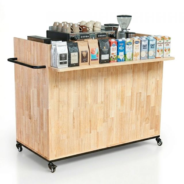 Quầy cafe di động 120x60x85cm gỗ cao su BLT68034