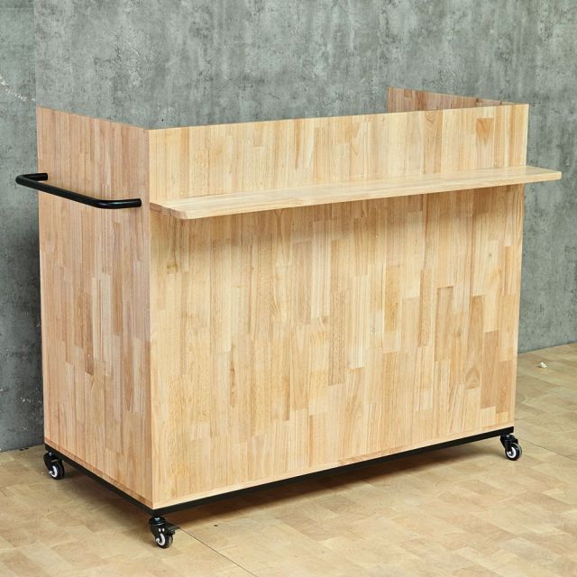 Quầy cafe di động 120x60x85cm gỗ cao su BLT68034