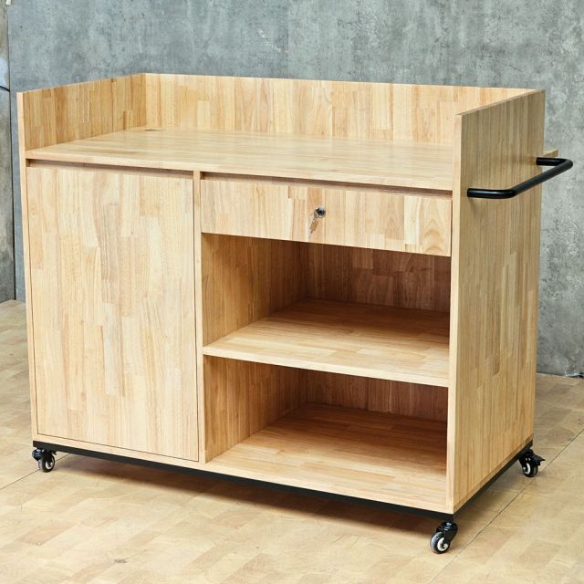 Quầy cafe di động 120x60x85cm gỗ cao su BLT68034