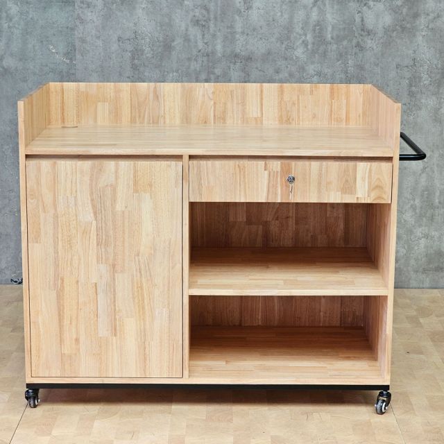 Quầy cafe di động 120x60x85cm gỗ cao su BLT68034