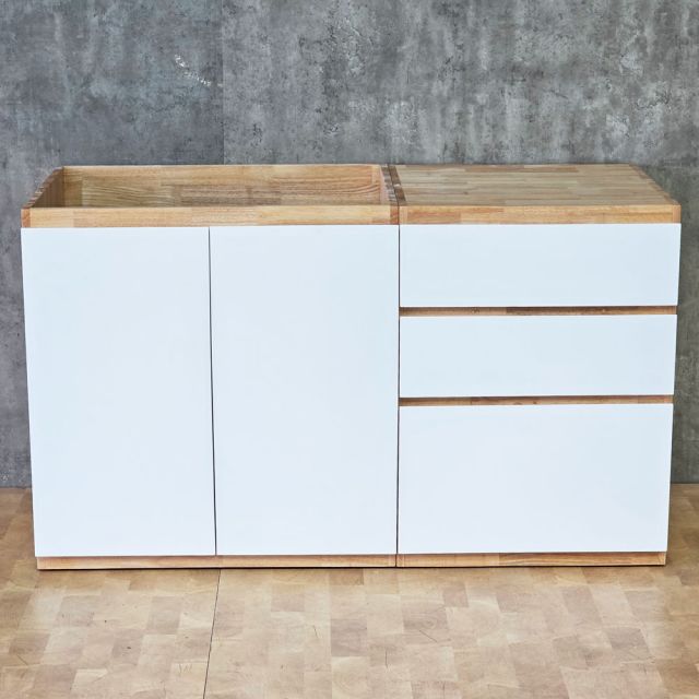 Module tủ bếp dưới để bếp 160x59x82cm gỗ cao su MTBD020