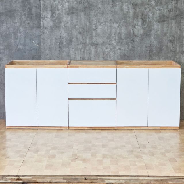 Module tủ bếp dưới để bếp 160x59x82cm gỗ cao su MTBD021