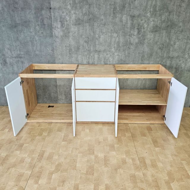 Module tủ bếp dưới để bếp 160x59x82cm gỗ cao su MTBD021
