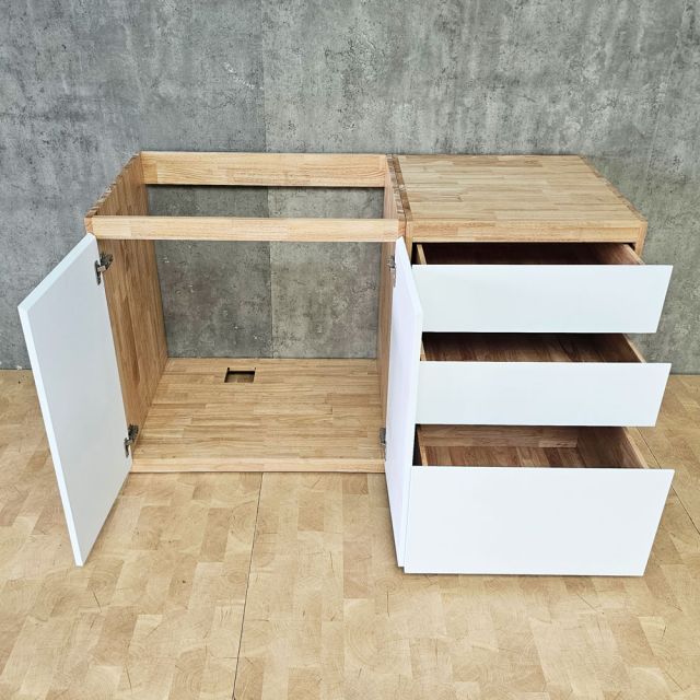 Module tủ bếp dưới để bếp 160x59x82cm gỗ cao su MTBD020