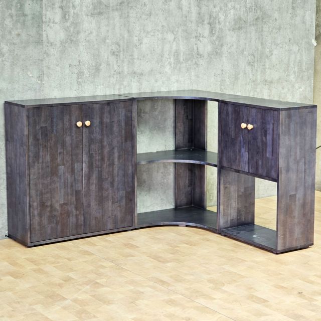 Module tủ bếp treo góc tường 150x130x90cm gỗ cao su TBT022