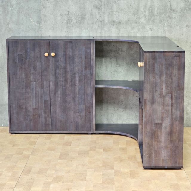 Module tủ bếp treo góc tường 150x130x90cm gỗ cao su TBT022