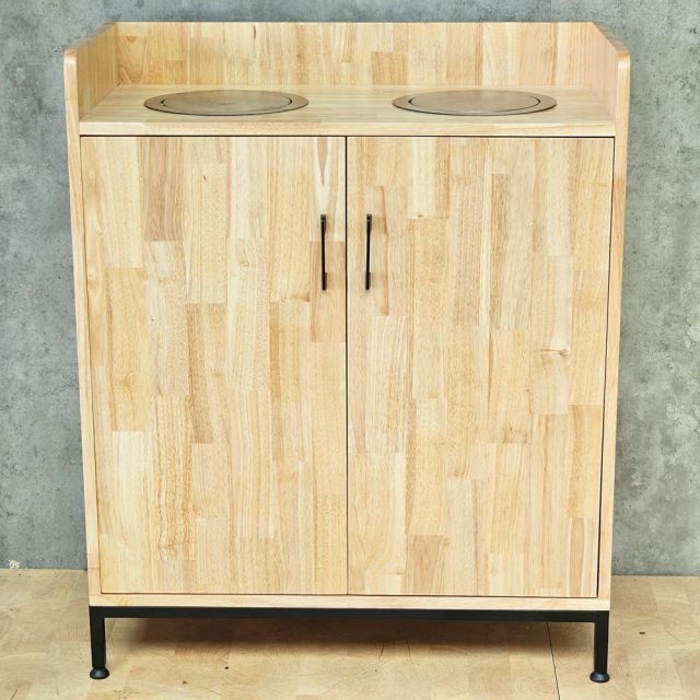 Tủ đựng thùng rác 80x40x95cm gỗ cao su TDR004