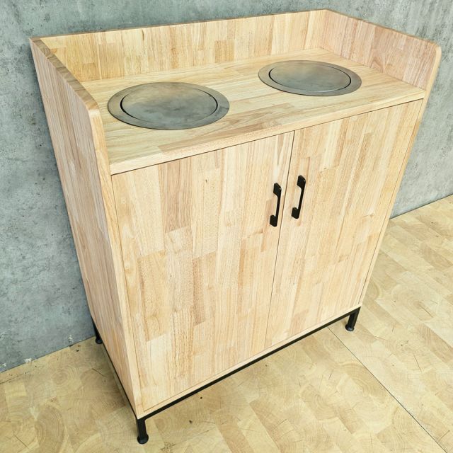 Tủ đựng thùng rác 80x40x95cm gỗ cao su TDR004