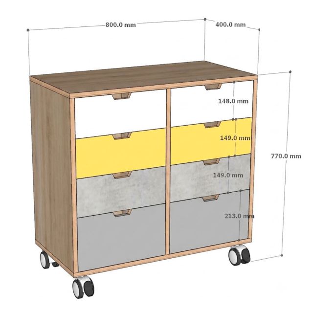 Tủ lưu trữ di động 80x40x77cm gỗ plywood TCN68102