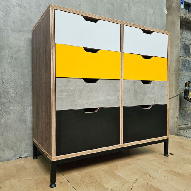 Tủ trang trí 8 hộc kéo 80x40x71cm gỗ plywood chân sắt KTT68079