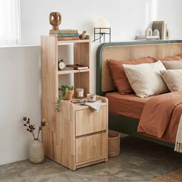 Tủ kệ đầu giường 30x40x92cm gỗ cao su TDG68079