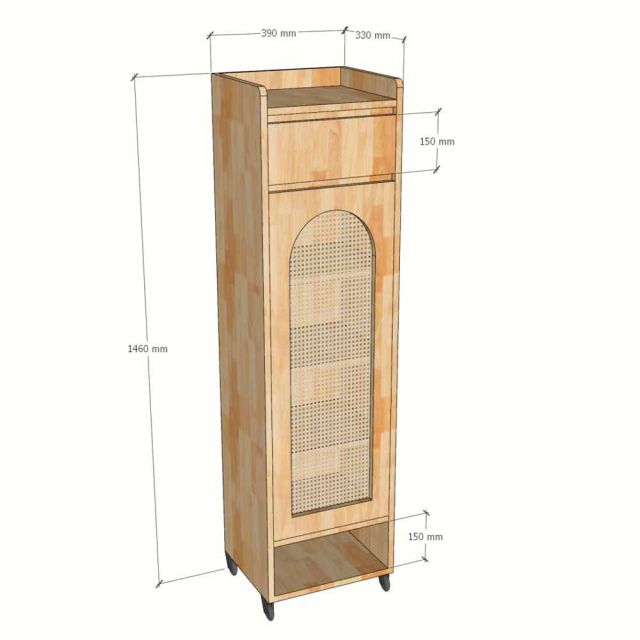 Tủ để giày 39x33x140cm gỗ cao su KG68129