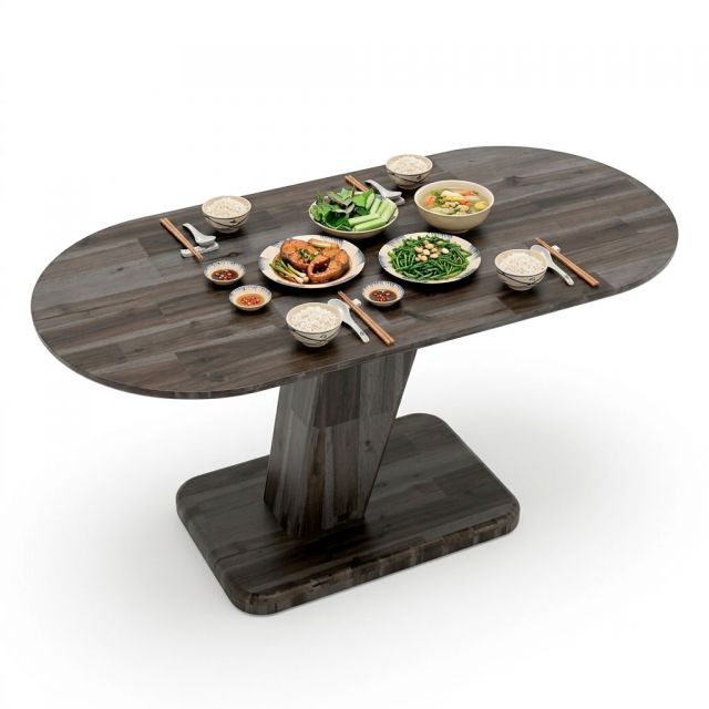 Bàn ăn Oval 160x70cm gỗ tràm BA68311