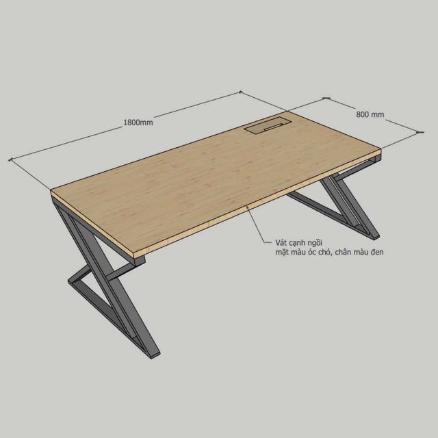 Bàn làm việc có hộp điện 180x80cm gỗ thông hệ XConcept HBXC069