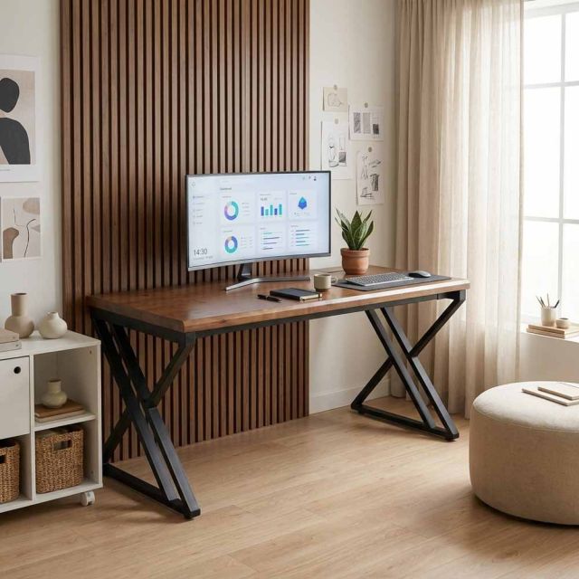 Bàn làm việc có hộp điện 180x80cm gỗ thông hệ XConcept HBXC069