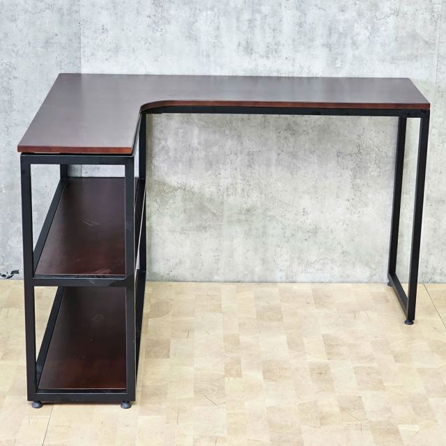 Bàn góc L liền kệ 120x100cm gỗ cao su CD68053