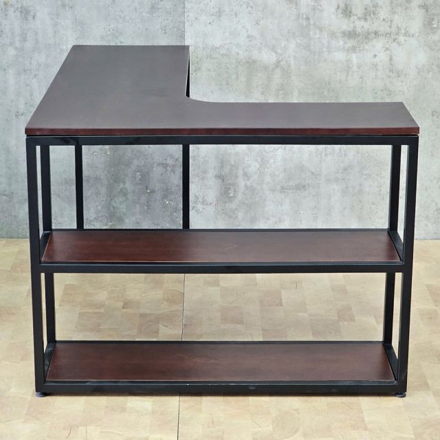 Bàn góc L liền kệ 120x100cm gỗ cao su CD68053