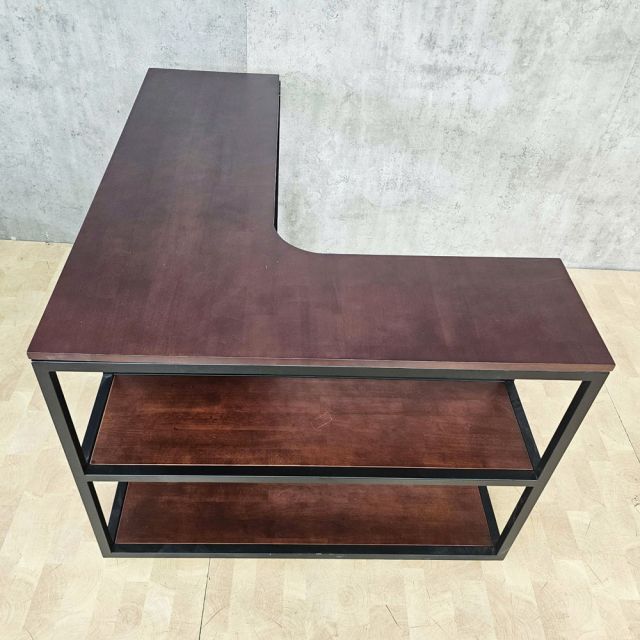 Bàn góc L liền kệ 120x100cm gỗ cao su CD68053