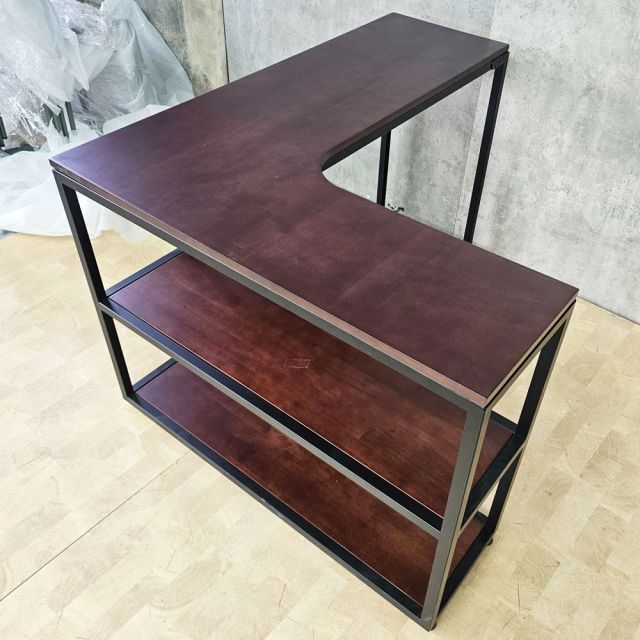 Bàn góc L liền kệ 120x100cm gỗ cao su CD68053