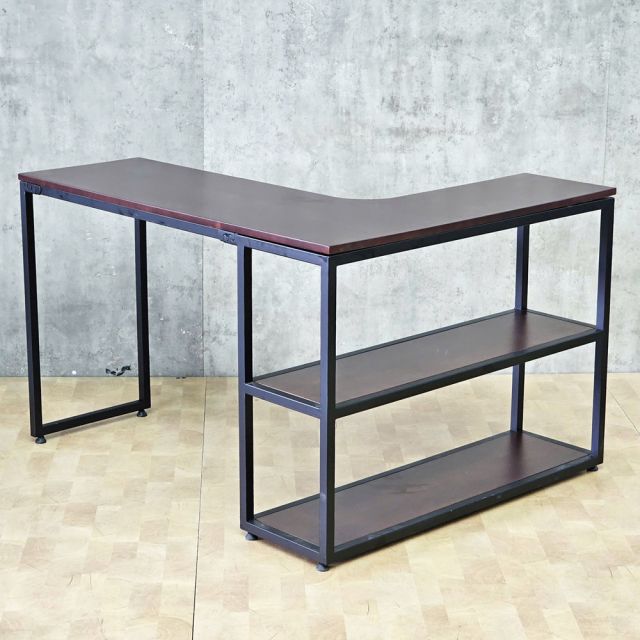 Bàn góc L liền kệ 120x100cm gỗ cao su CD68053