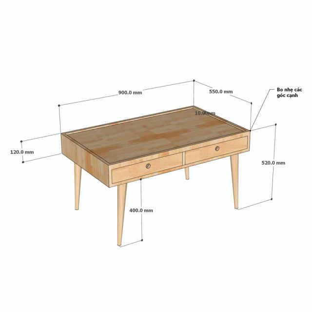 Bàn trẻ em 90x55x52cm gỗ cao su KGD059
