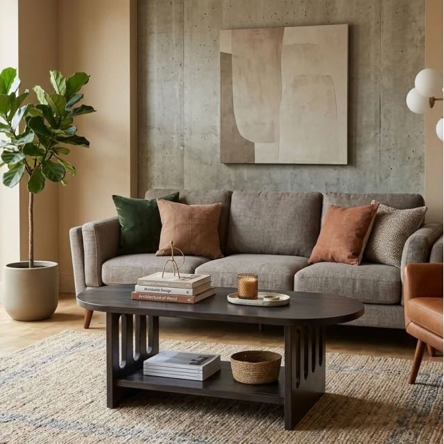 Bàn sofa Oval 120x50cm gỗ tràm TT68368