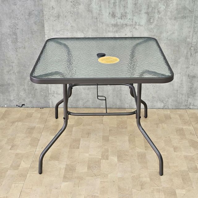 Bàn ngoài trời 86x86x70cm mặt kính chân sắt sơn tĩnh điện BNT027
