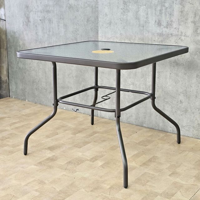 Bàn ngoài trời 86x86x70cm mặt kính chân sắt sơn tĩnh điện BNT027
