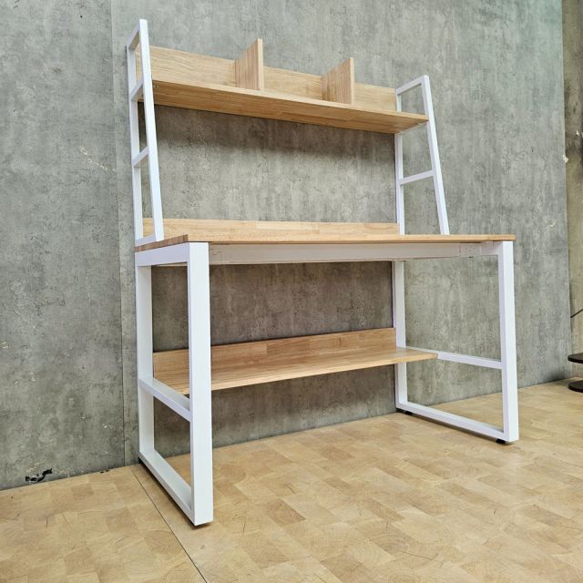 Bàn liền kệ sách 120x60x145cm gỗ cao su FD68020