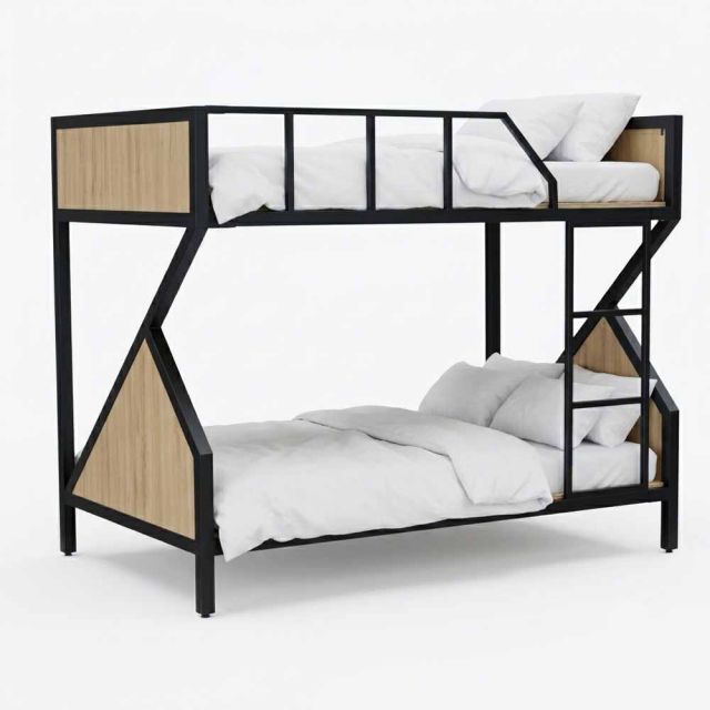 Giường 2 tầng nệm 120cm khung sắt gỗ plywood - GT027